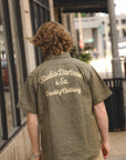 Embroidered Chambray Short Sleeve Shirt - Olive (5723S)