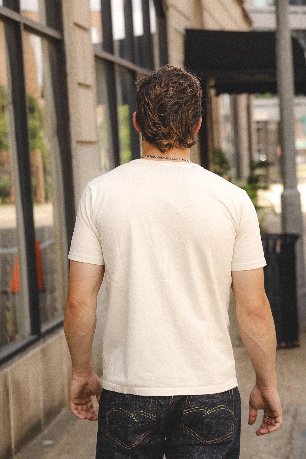 "Championship" USA Cotton Pigment Dye Loopwheel T-shirt - Ivory (8163A)