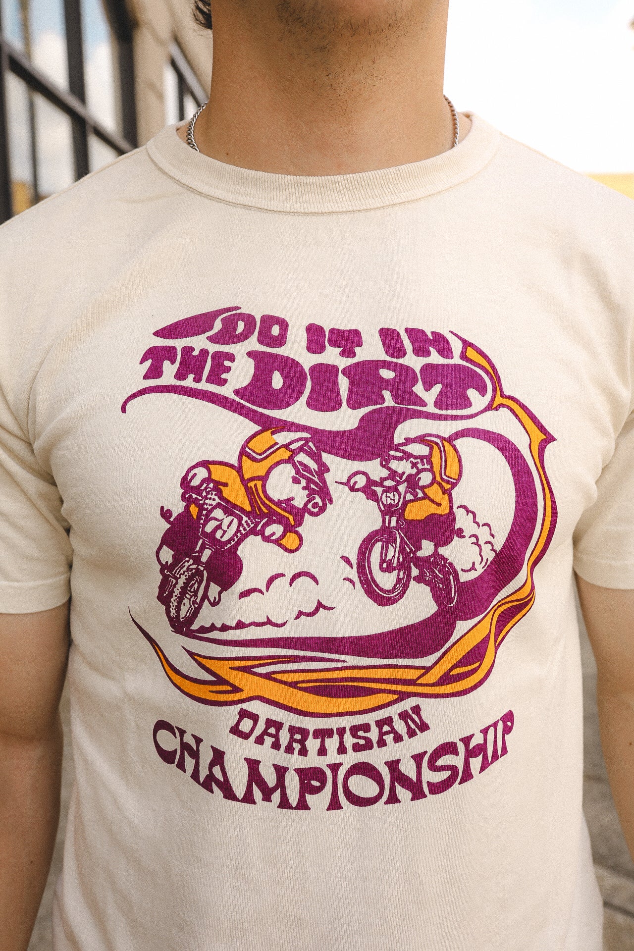 "Championship" USA Cotton Pigment Dye Loopwheel T-shirt - Ivory (8163A)