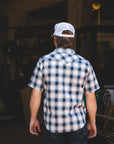 5oz Selvedge Short Sleeved Madras Check Western Shirt - Blue IHSH-418-BLU