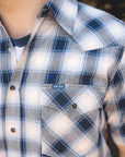 5oz Selvedge Short Sleeved Madras Check Western Shirt - Blue IHSH-418-BLU
