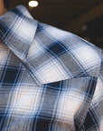 5oz Selvedge Short Sleeved Madras Check Western Shirt - Blue IHSH-418-BLU