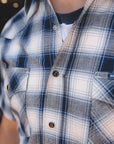 5oz Selvedge Short Sleeved Madras Check Western Shirt - Blue IHSH-418-BLU