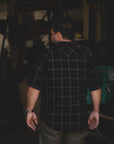 5oz Selvedge Short Sleeved Madras Check Western Shirt - Black IHSH-418-BLK