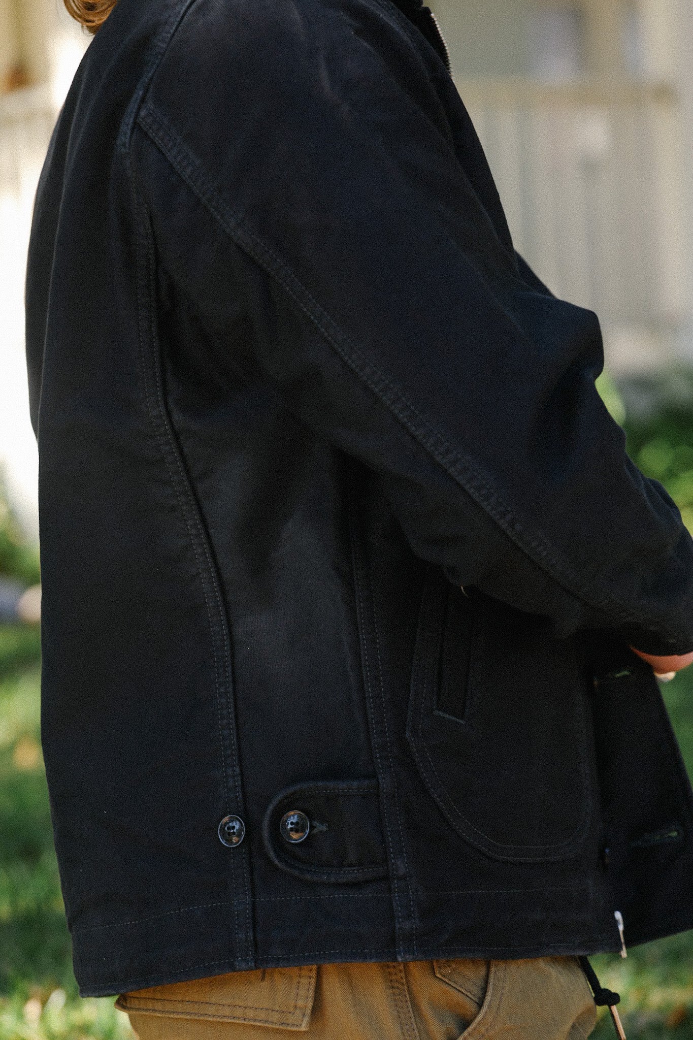 12oz Whipcord Lightweight N1 Deck Jacket - Black IHM-48-BLK