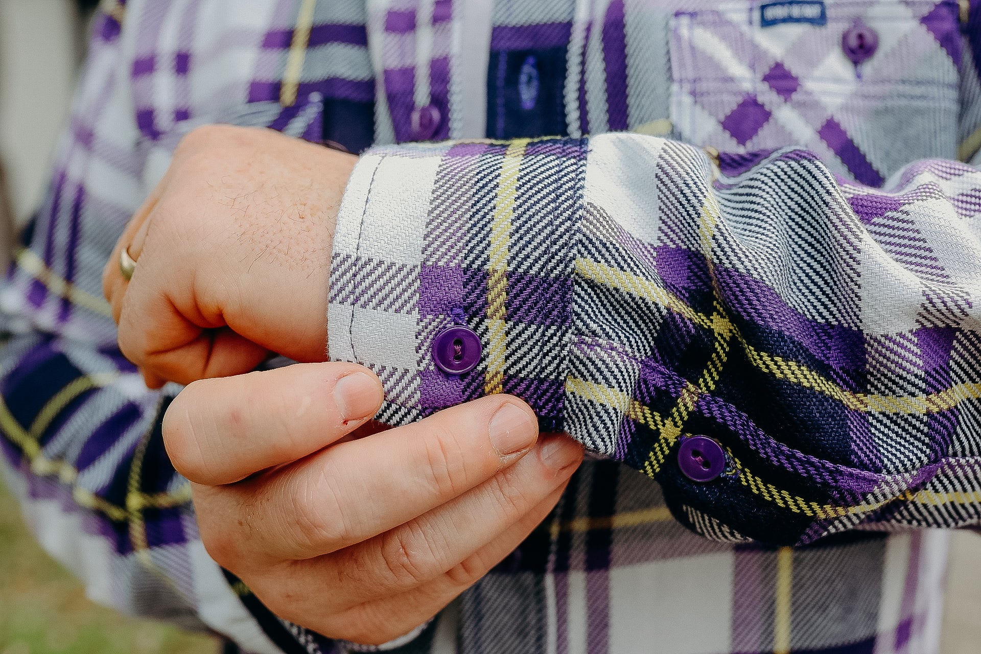 9oz Selvedge American Check Work Shirt - Purple IHSH-382-PUR
