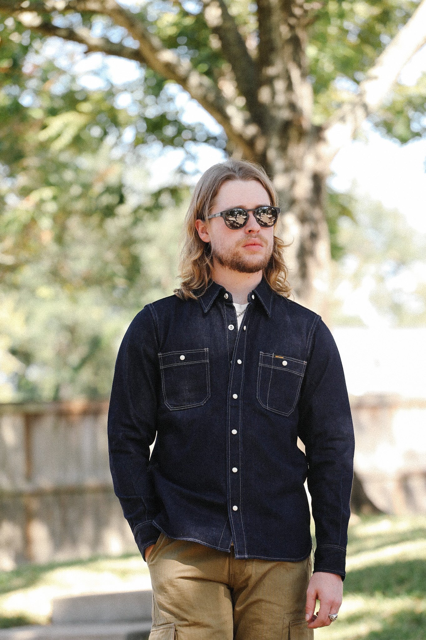 12oz Selvedge Denim Work Shirt With Snaps - Indigo IHSH-326-IND