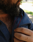 5oz Selvedge Ox Cloth Short Sleeved Work Shirt - Pinstripe IHSH-420-PIN