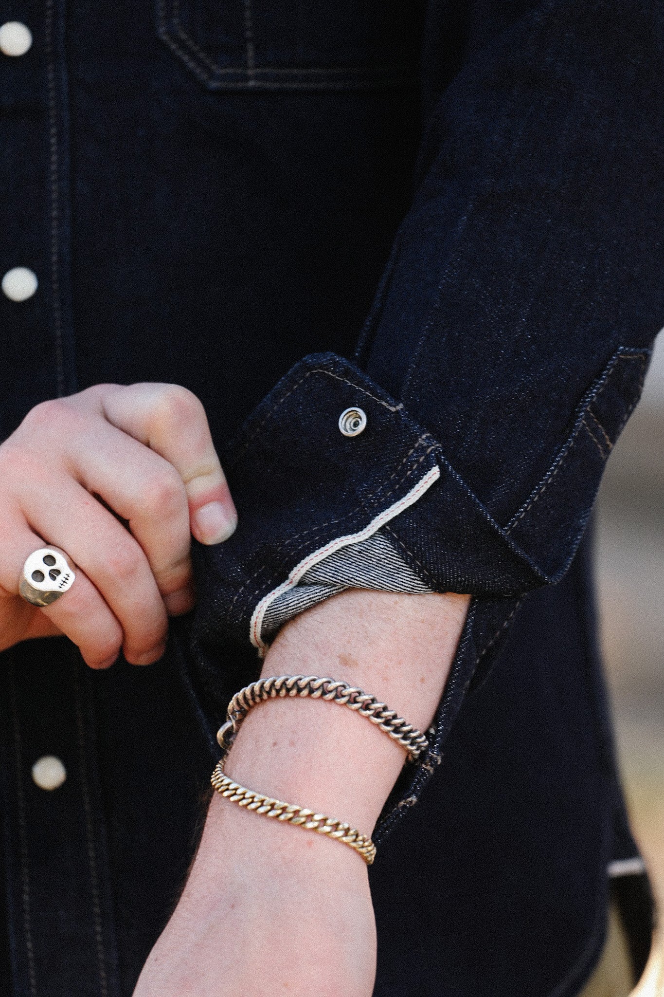 12oz Selvedge Denim Work Shirt With Snaps - Indigo IHSH-326-IND