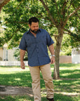 5oz Selvedge Ox Cloth Short Sleeved Work Shirt - Pinstripe IHSH-420-PIN
