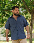 5oz Selvedge Ox Cloth Short Sleeved Work Shirt - Pinstripe IHSH-420-PIN