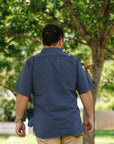 5oz Selvedge Ox Cloth Short Sleeved Work Shirt - Pinstripe IHSH-420-PIN