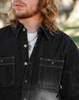 12oz Selvedge Denim Work Shirt With Snaps - Black and cream IHSH-326-BLK