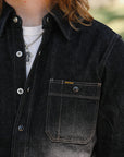 12oz Selvedge Denim Work Shirt With Snaps - Black and cream IHSH-326-BLK