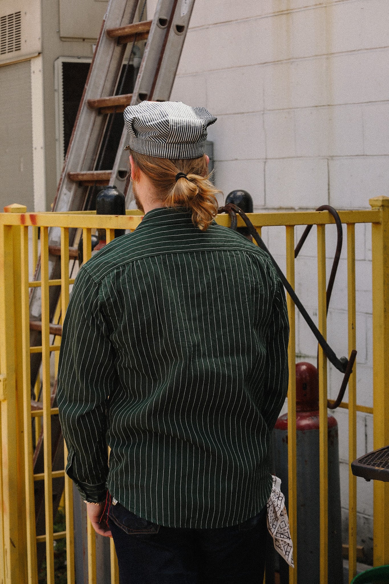 SC28652 Sugar Cane Coke Stripe Long Sleeve Work Shirt- Green 