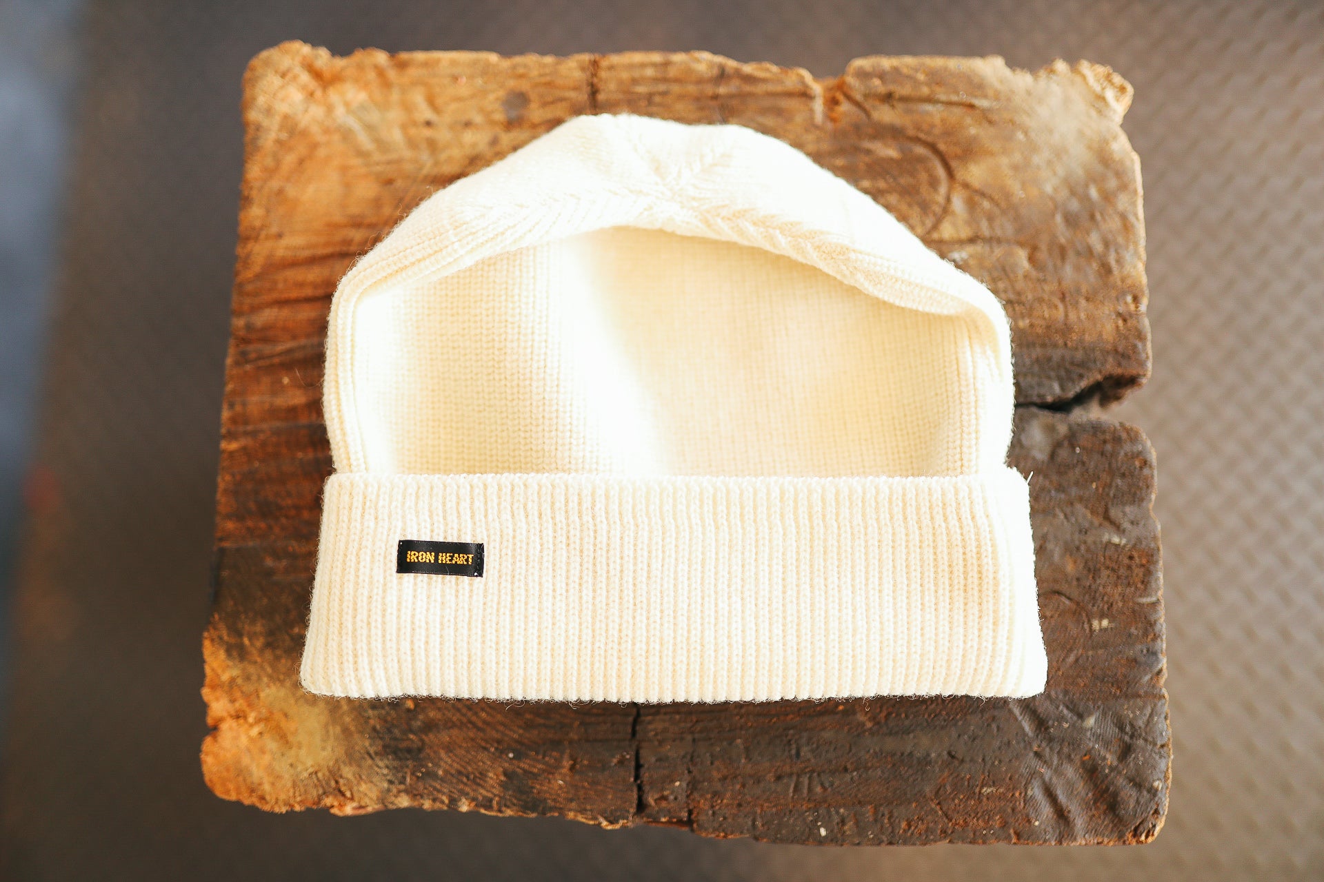100% Wool Ribbed Beanie- White IHG-WOOL