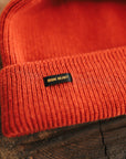 100% Wool Ribbed Beanie- Orange IHG-WOOL