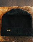 100% Wool Ribbed Beanie- Black  IHG-WOOL