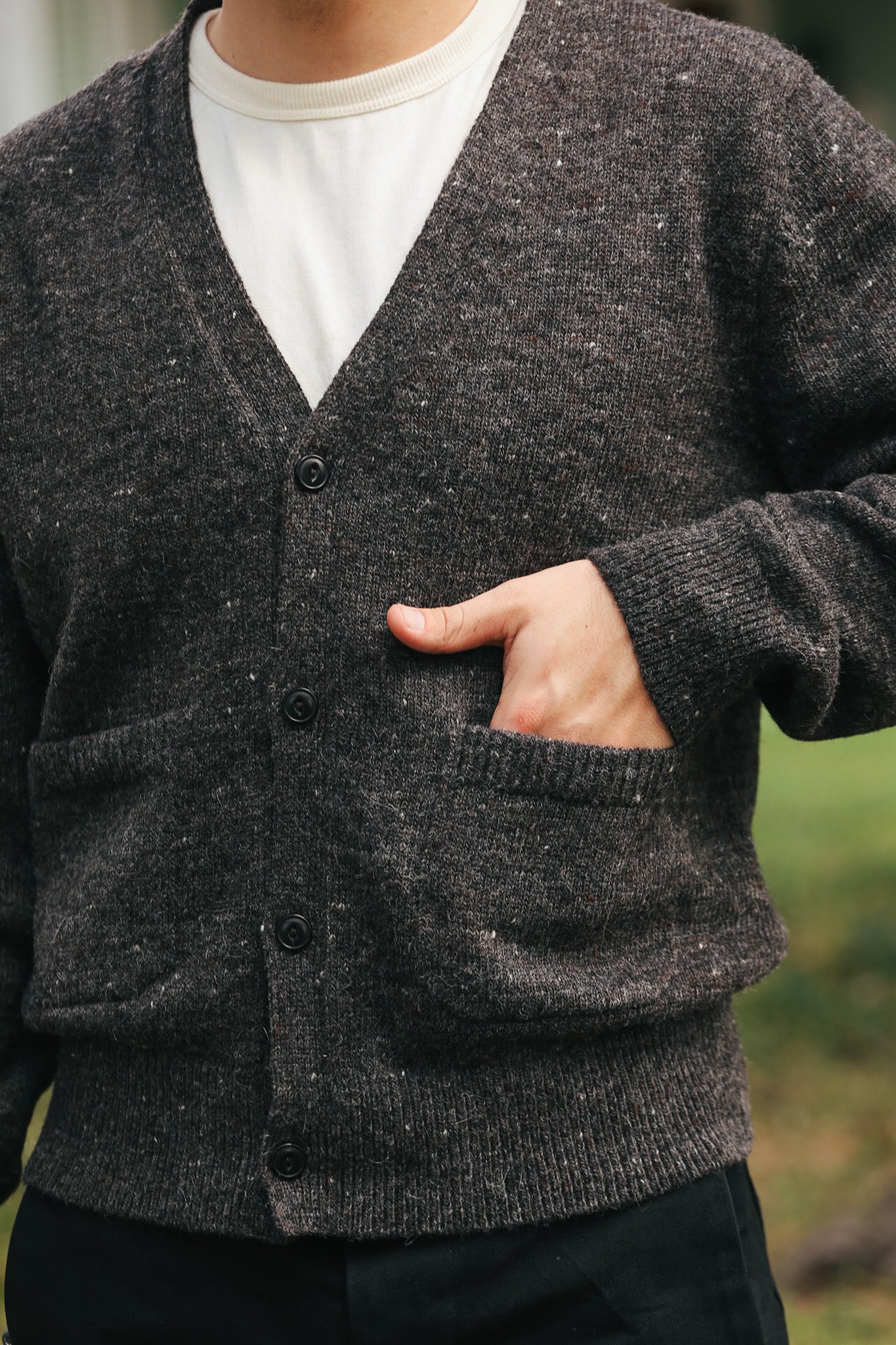 Classic Cardigan - Pewter Tweed