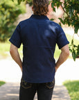 5oz Double Gauze Short Sleeved Work Shirt - Indigo IHSH-417-IND