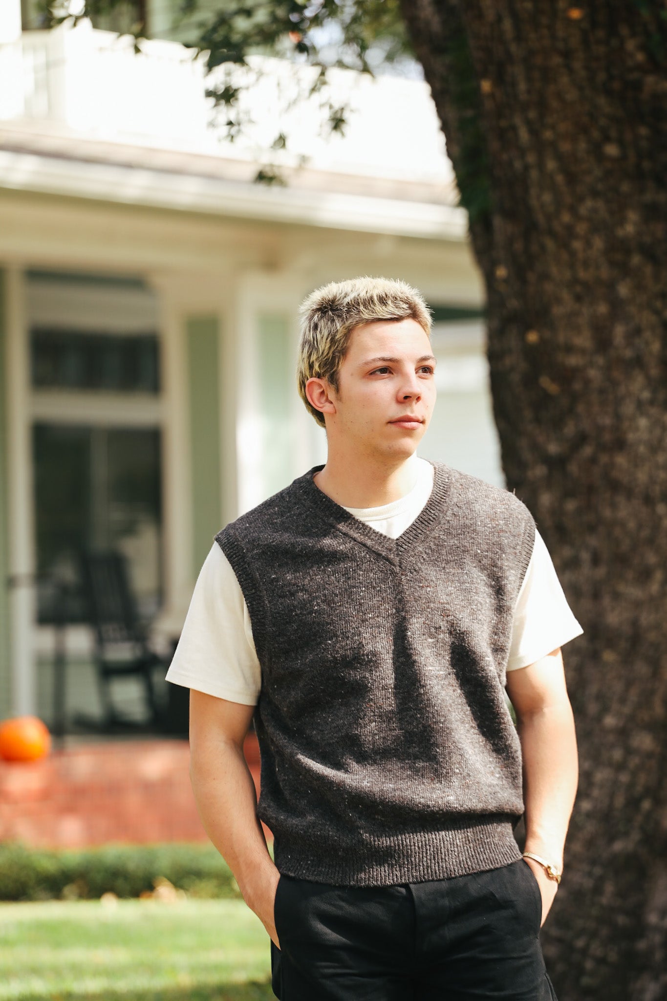 Sweater Vest- Pewter Tweed