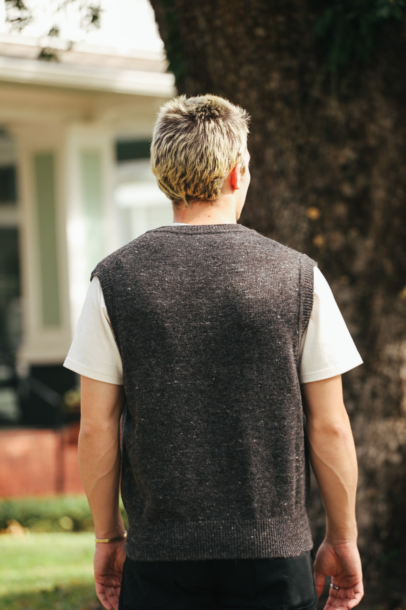 Sweater Vest- Pewter Tweed