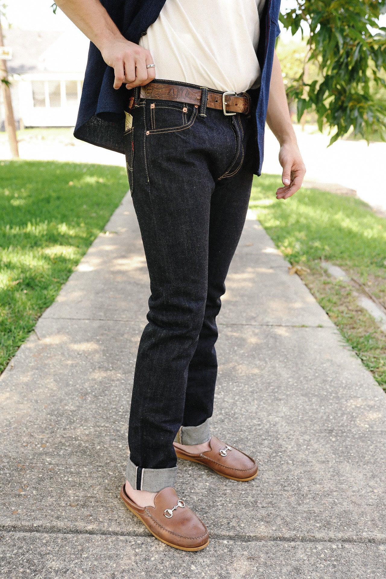 brown one shoulder dress 17oz Selvedge Denim Super Slim Cut Jeans