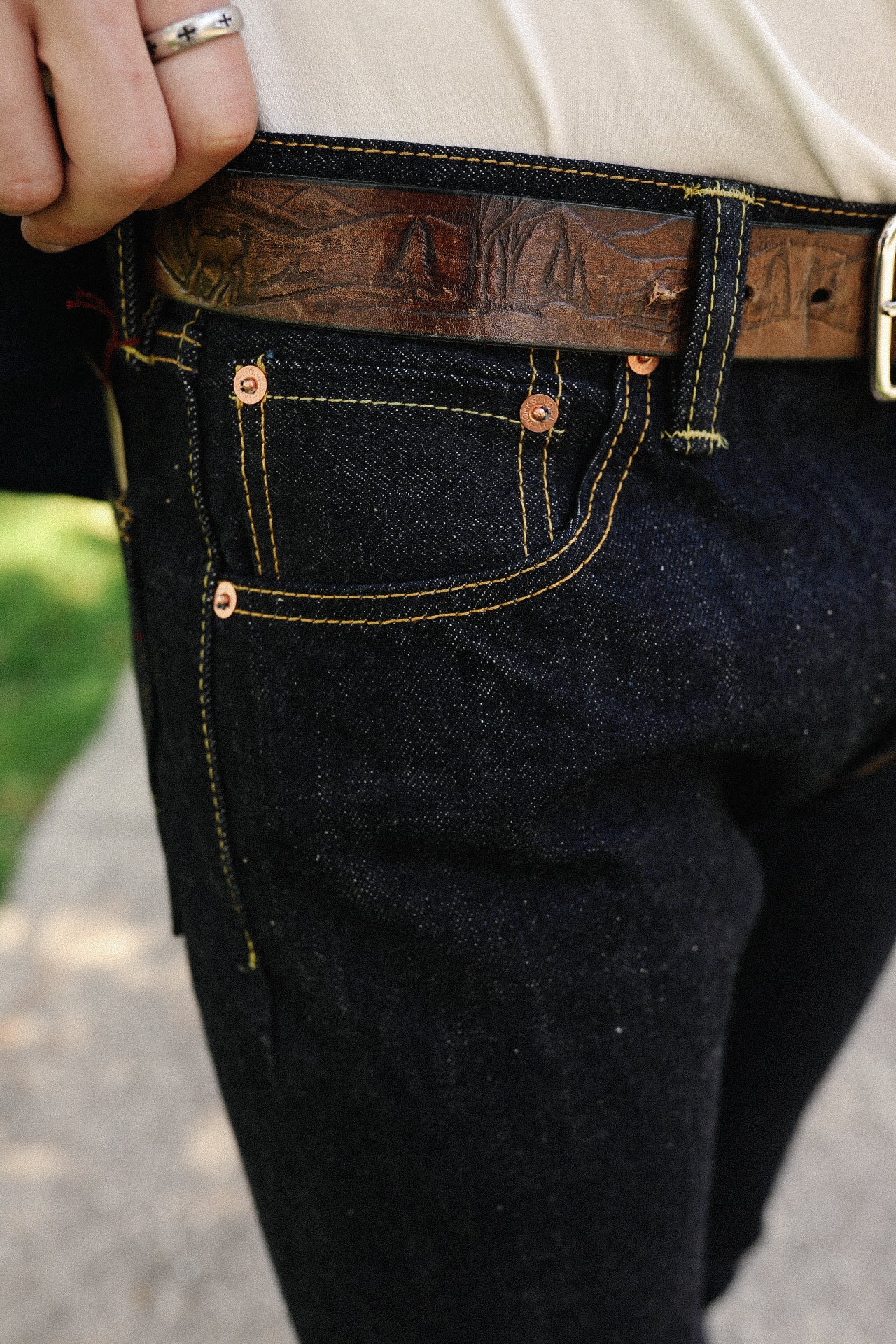 17oz Selvedge Denim Super Slim Cut Jeans - Natural Indigo IH-555N