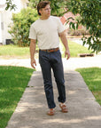 9oz Mercerized Selvedge Cotton Relaxed Tapered Cut Chinos - Navy IH-727-NAV