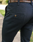 9oz Mercerized Selvedge Cotton Relaxed Tapered Cut Chinos - Navy IH-727-NAV