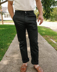 9oz Mercerized Selvedge Cotton Relaxed Tapered Cut Chinos - Navy IH-727-NAV