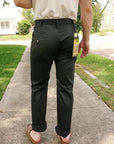 9oz Mercerized Selvedge Cotton Relaxed Tapered Cut Chinos - Black IH-727-BLK