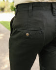 9oz Mercerized Selvedge Cotton Relaxed Tapered Cut Chinos - Black IH-727-BLK