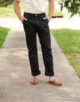 9oz Mercerized Selvedge Cotton Relaxed Tapered Cut Chinos - Black IH-727-BLK