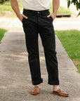 9oz Mercerized Selvedge Cotton Relaxed Tapered Cut Chinos - Black IH-727-BLK
