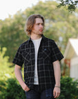 5oz Selvedge Short Sleeved Madras Check Work Shirt - Black IHSH-419-BLK