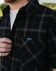 5oz Selvedge Short Sleeved Madras Check Work Shirt - Black IHSH-419-BLK