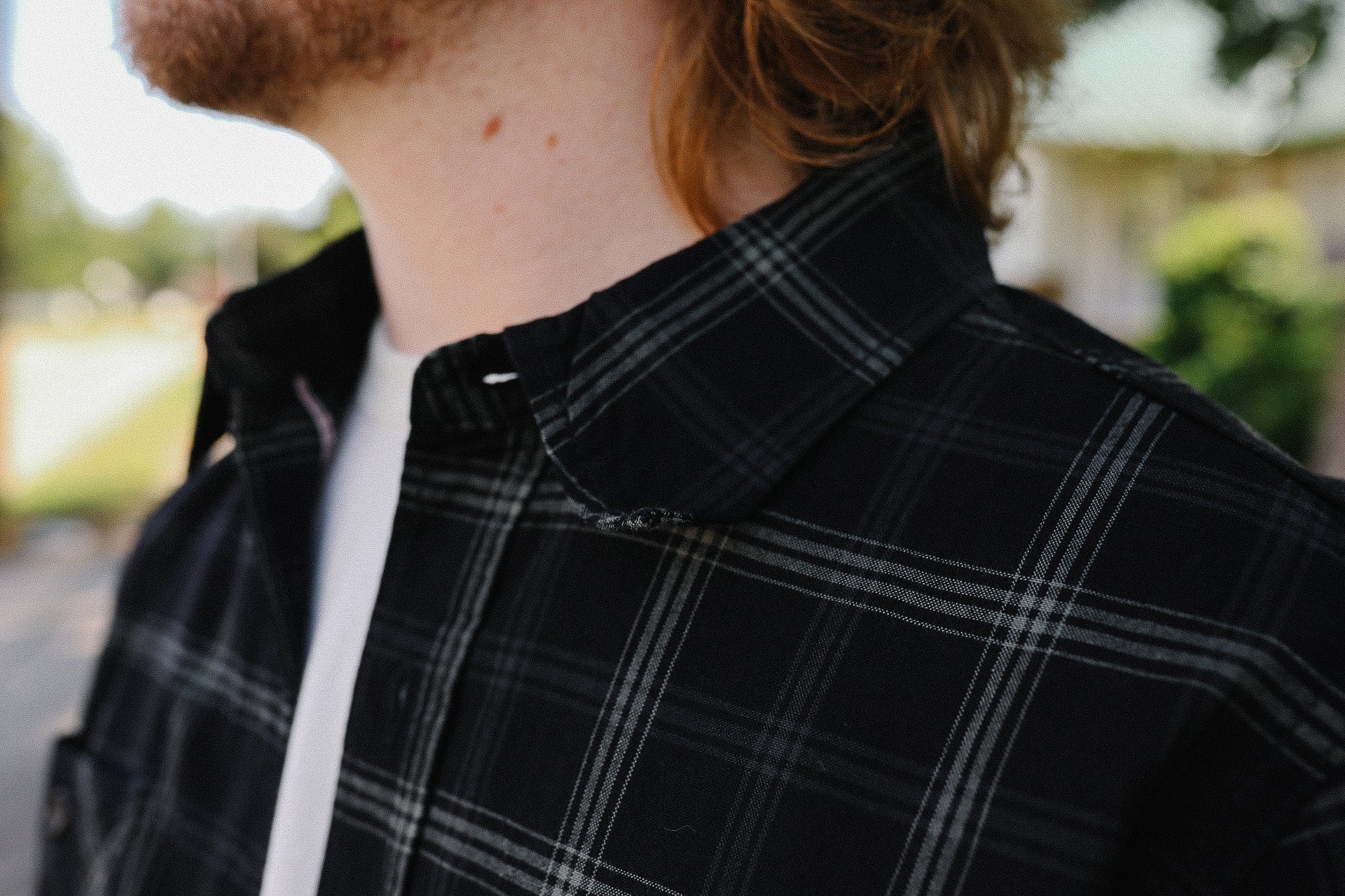 5oz Selvedge Short Sleeved Madras Check Work Shirt - Black IHSH-419-BLK