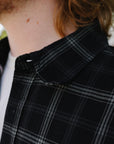 5oz Selvedge Short Sleeved Madras Check Work Shirt - Black IHSH-419-BLK