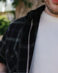 5oz Selvedge Short Sleeved Madras Check Work Shirt - Black IHSH-419-BLK