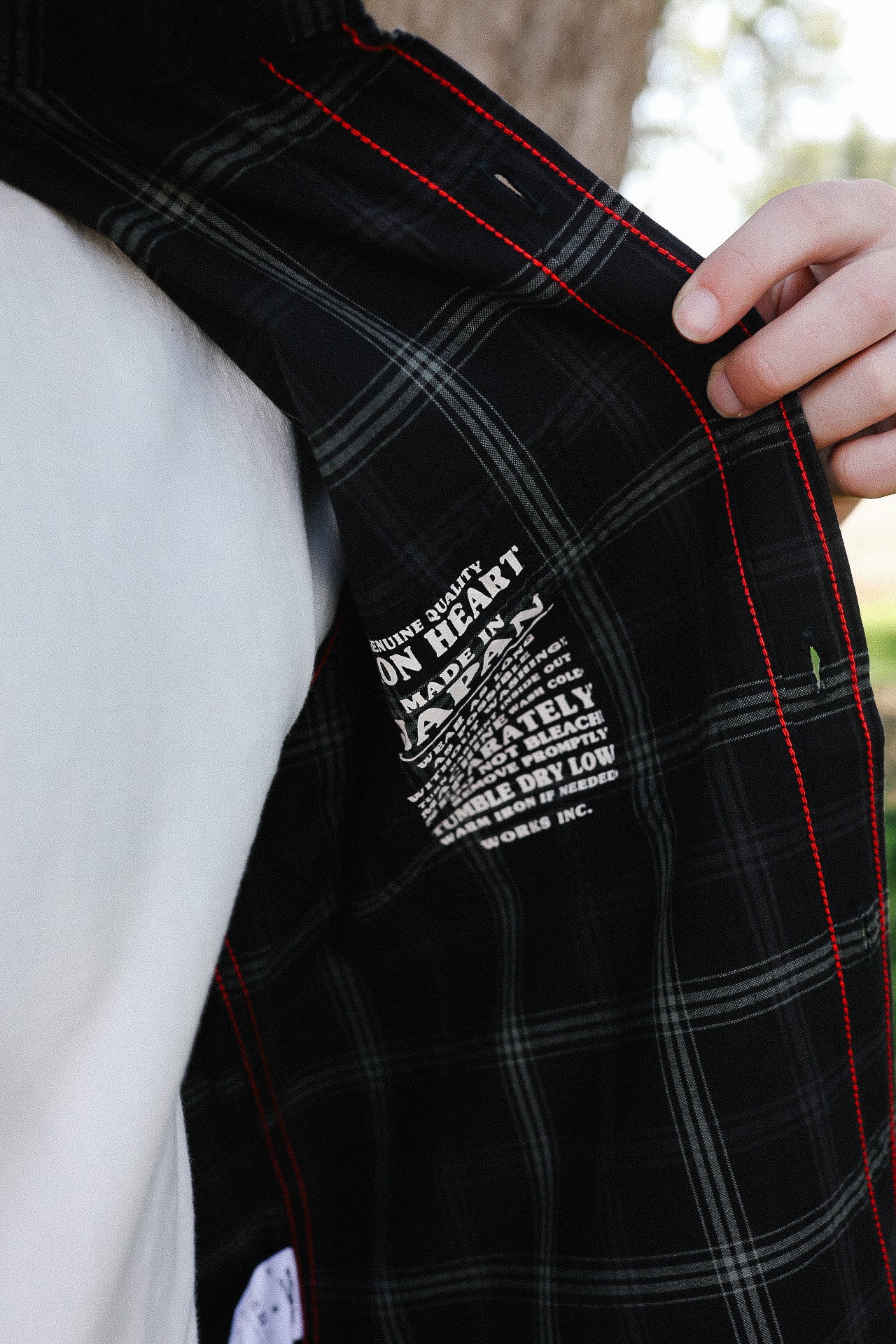 5oz Selvedge Short Sleeved Madras Check Work Shirt - Black IHSH-419-BLK