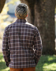 Slubby Heavy Flannel Check Work Overshirt - Brown IHSH-430-BRN