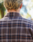Slubby Heavy Flannel Check Work Overshirt - Brown IHSH-430-BRN