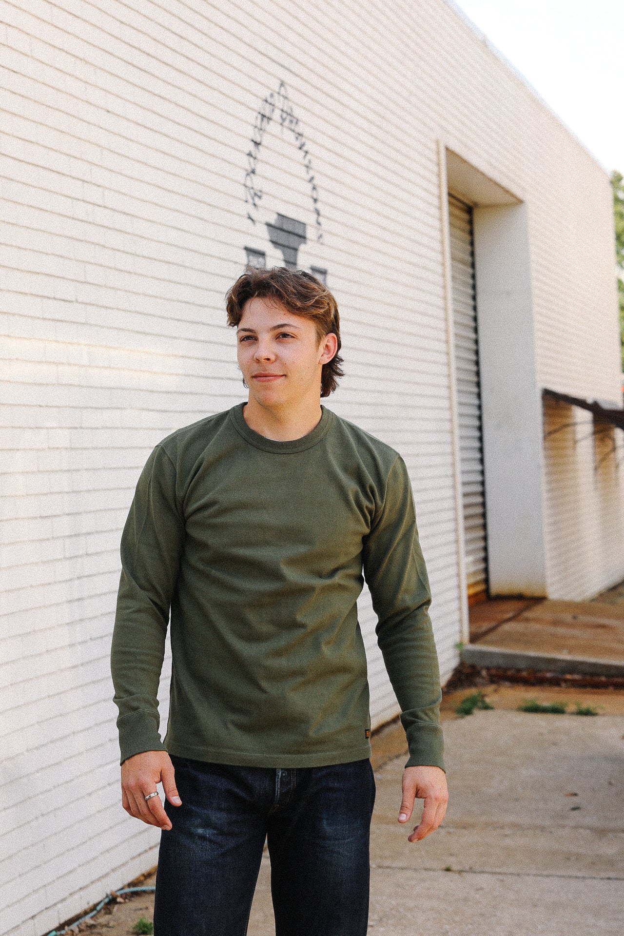 11oz Cotton Knit Crew Neck Sweater-Olive IHTL-1501-OLV