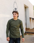 11oz Cotton Knit Crew Neck Sweater-Olive IHTL-1501-OLV