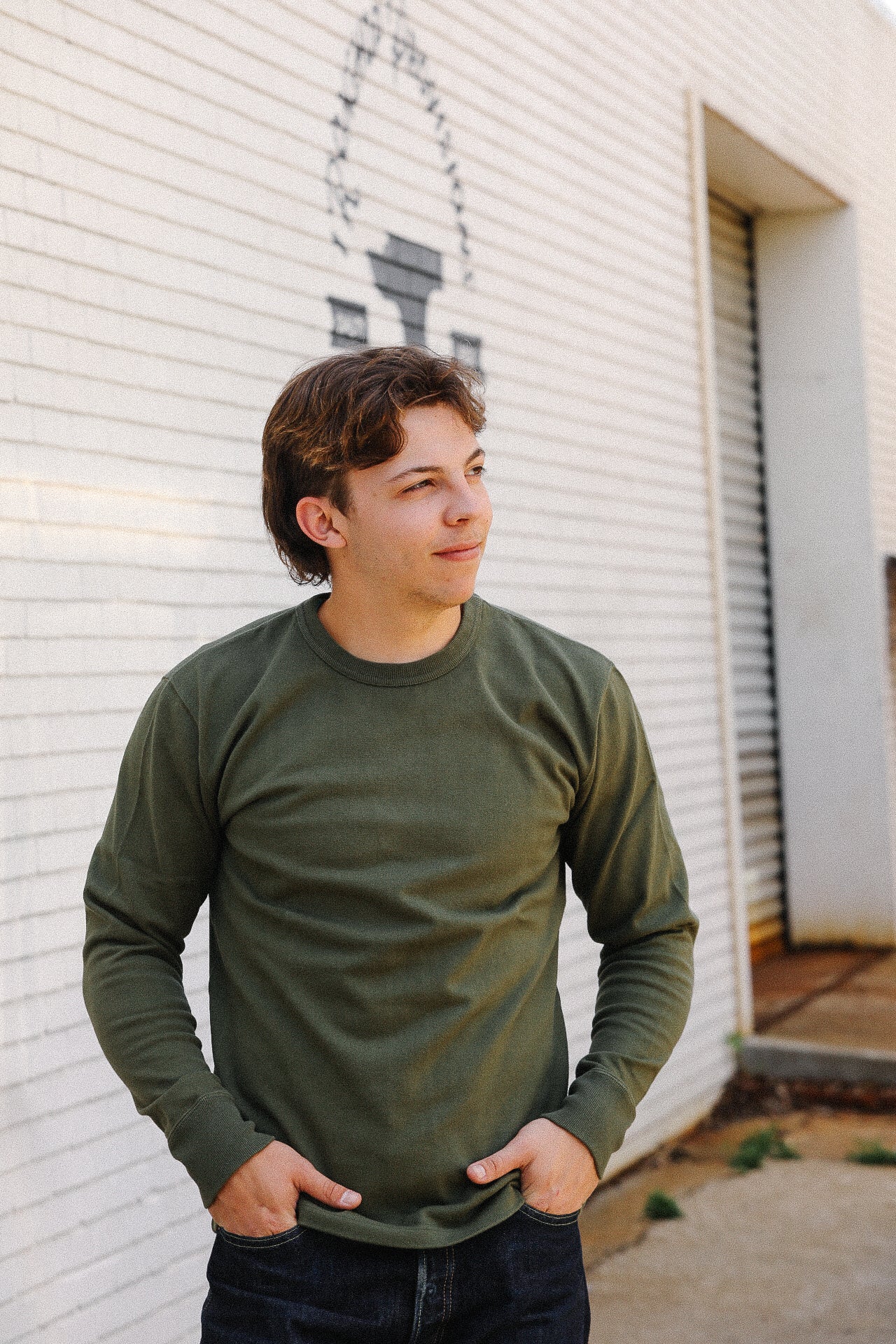 11oz Cotton Knit Crew Neck Sweater-Olive IHTL-1501-OLV