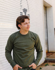 11oz Cotton Knit Crew Neck Sweater-Olive IHTL-1501-OLV