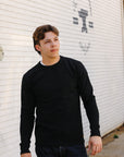 11oz Cotton Knit Crew Neck Sweater- Black IHTL-1501-BLK