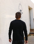 11oz Cotton Knit Crew Neck Sweater- Black IHTL-1501-BLK