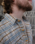 Flannel Work Shirt- Blue and Cream Slub